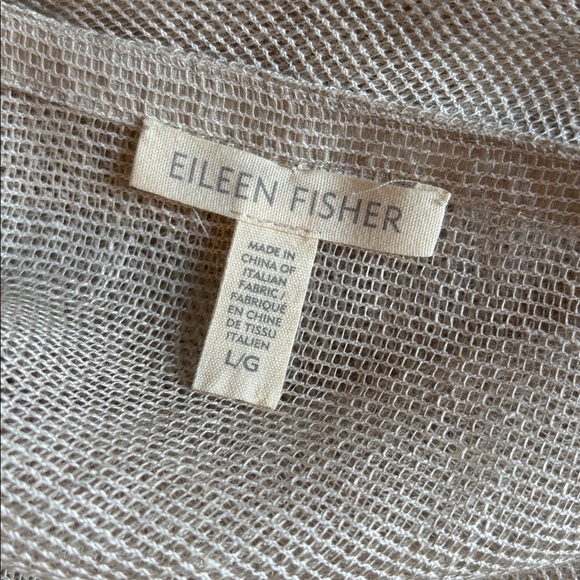2 Eileen Fisher mesh organic linen tunic tops * tan and light blue * sz LG - Picture 5 of 13